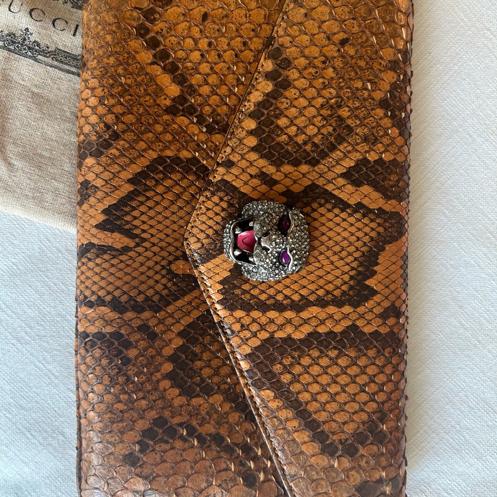 Gucci Thiara Python Clutch With Tiger Head Embell… - image 2